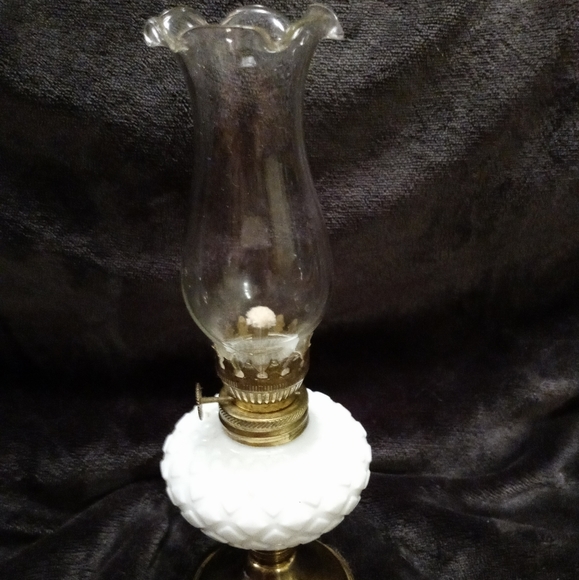 Vintage Small Milk Glass Oil Lamp Lanturn - Picture 2 of 10